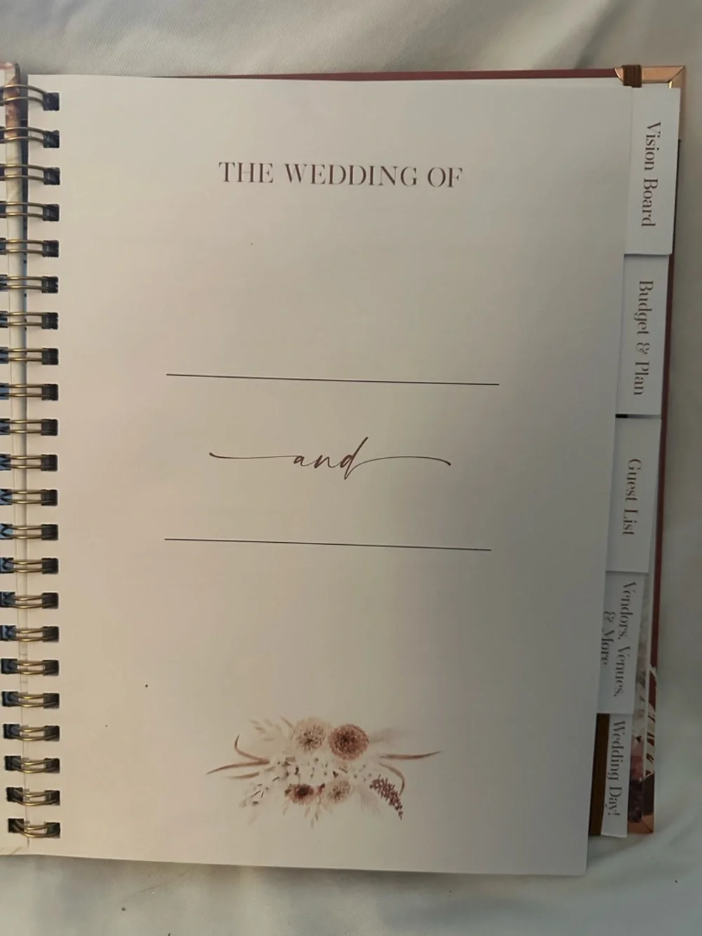 NEW ZICOTO Wedding Planner Book Spiral Bound Boho Floral Organizer Journal